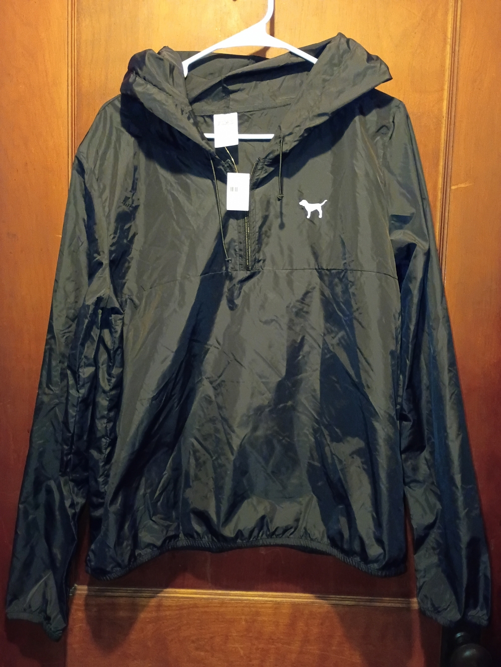 PINK Victoria's Secret Black Hooded Anorak Pullover
